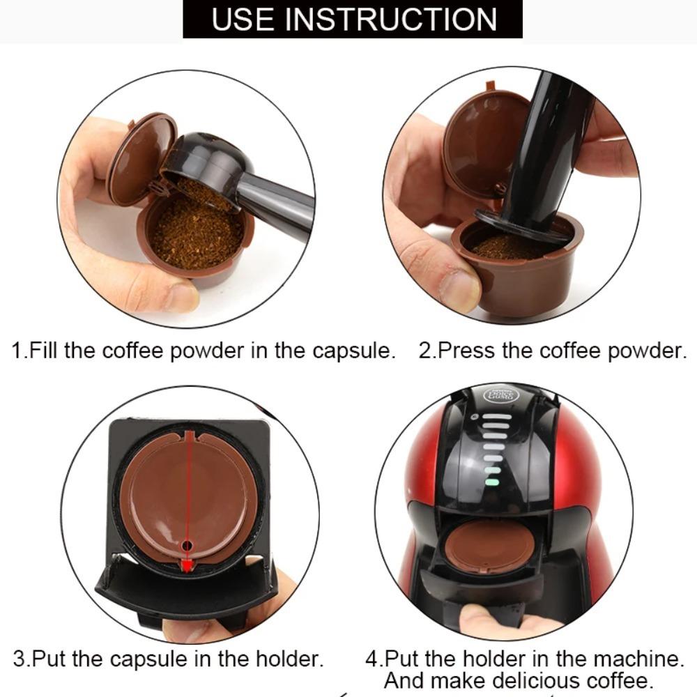 10 ШТ. Многоразовые Капсулы для Кофемашины Nescafe DOLCE GUSTO, Многоразовый Фильтр с Ложкой и Щеткой, Кофейные Капсулы, Высокое Качество
