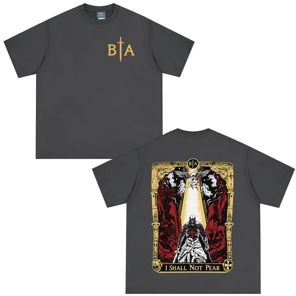 I Shall No Fear Brothers in Arms Skeleton Knight Tshirt Unisex Women Clothing Summer Casual Cotton Oversized Short Sleeves T Shirt