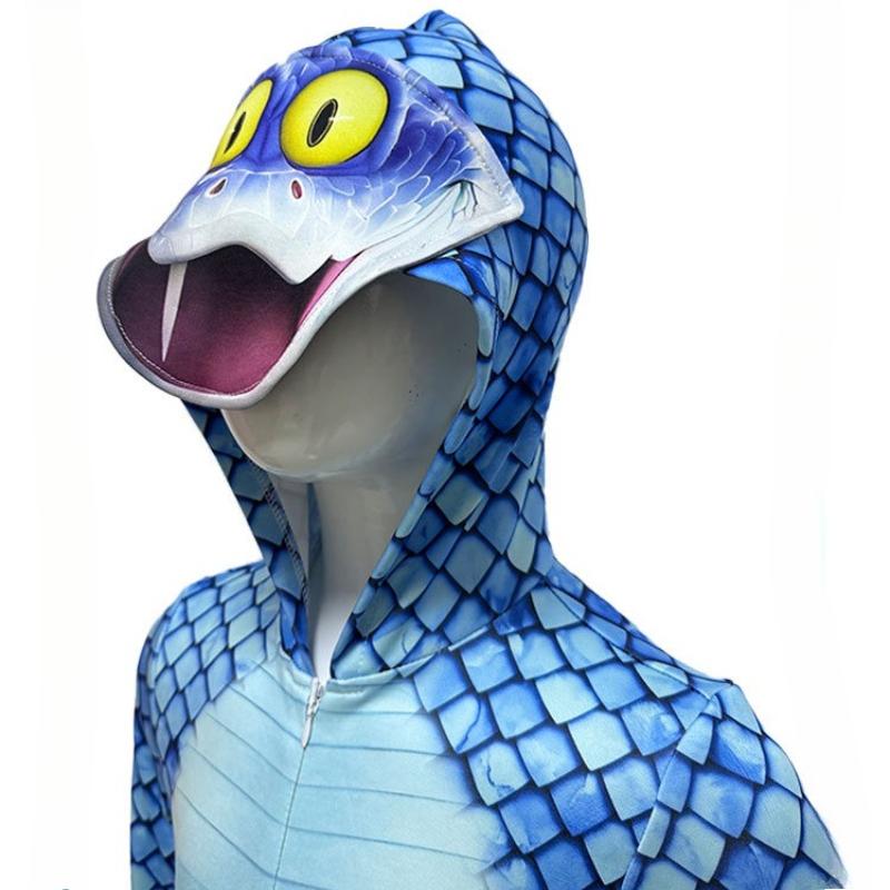 Cartoon Snake Cosplay Costume Tight Printing Jumpsuit Stage Performance Outfits Daily Comic con Clothes Snake Image Dress Up