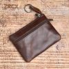 Мини-портмоне из натуральной кожи, маленький кошелек для мужчин и женщин, коричневый, винтажный, Повседневный, маленькая сумка для кредитных карт, карман на молнии, сумка для ключей NASVA