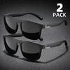 2PCS Fashion Square Sunglasses Men Vintage Plastic Male Sun Glasses Women Stylish Black Sport Shades UV400