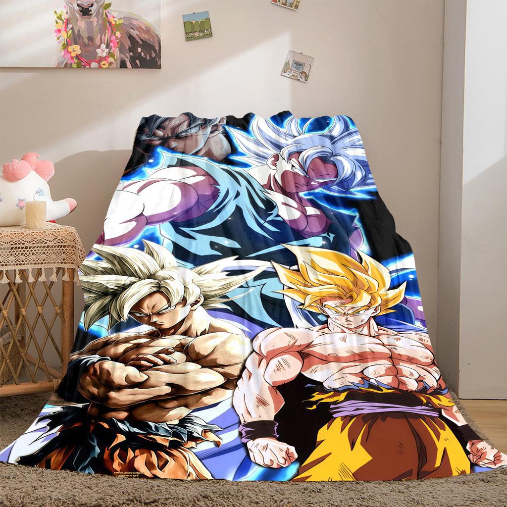 1PC Dragon Ball Z Print Flannel Blanket, High quality All Seasons, Home Decor, Warmth and Comfort, Perfect for Christmas Gifts