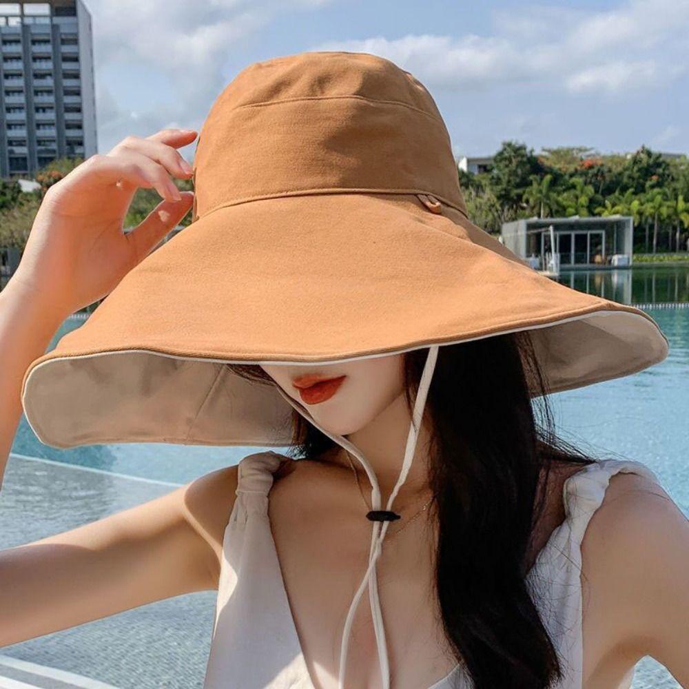 UV Protection Sunscreen Sun Hat Solid Color Hiking Bucket Hat Fashion Women Fisherman Hat Ladies
