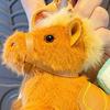 Fluffy Keychain Pendant Plush Horse Zodiac Key Chain with Lucky Bag Orange Decoration Backpack Keys Desktop Ornament