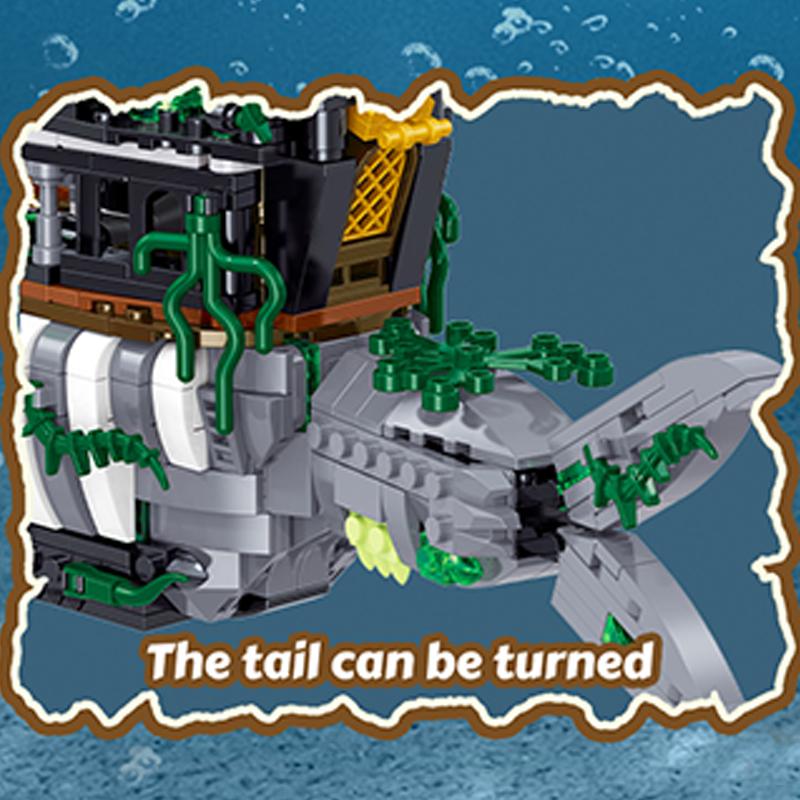 non-toxic 1155PCS Shark Pirate Ship Building Blocks Creative Sea Shark Ghost Ship Model Bricks With Light Kids Educational DIY Toy Gifts