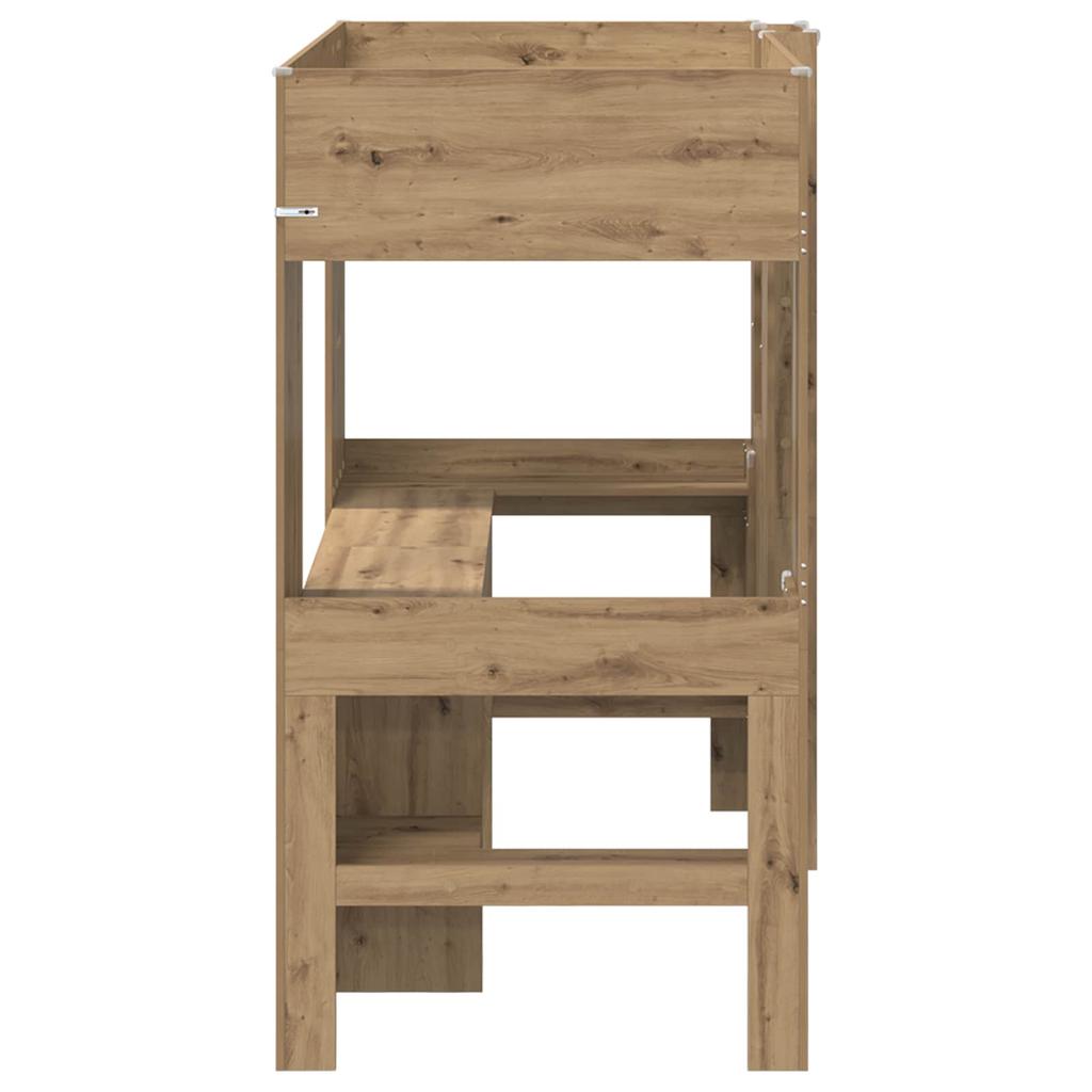 Loft Bed Frame with Desk Artisan Oak Finish 31.5 x 78.7 (80 x 200 cm)