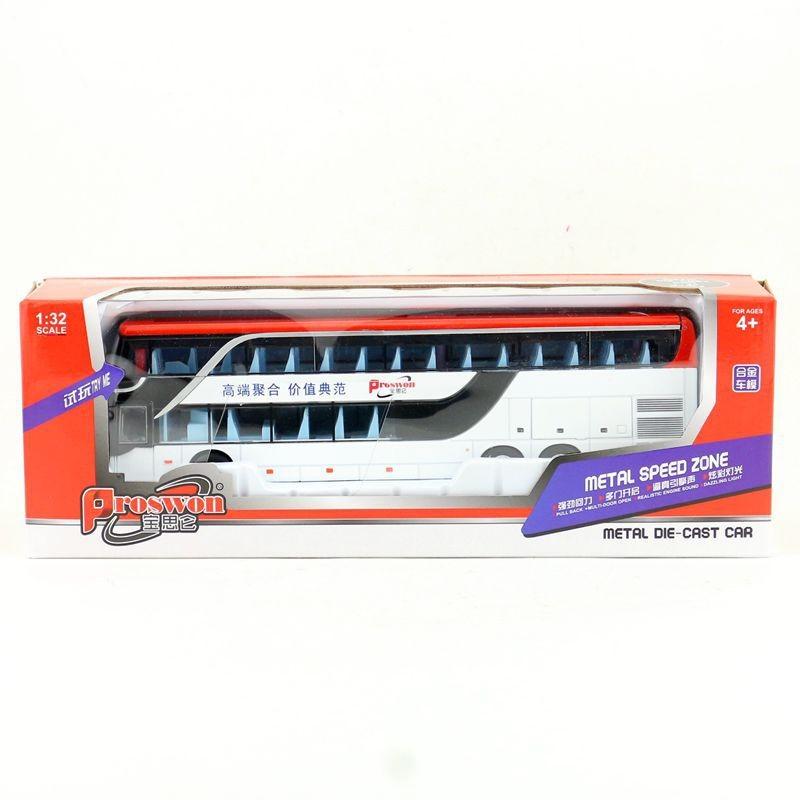 Bus Model Alloy Toy Vehicle With Light Sound For Kids Playroom