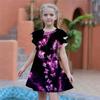 Girls Glittering Butterfly Print Dresses Kids Girl Party Dress Loose Fitting Loose Fitting Short Sleeved Skirt For Girls Over Four Years Old