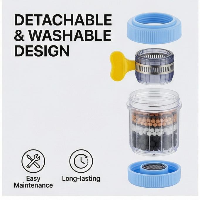 Фильтр для крана с 6-ступенчатой очисткой – Экономитель воды с защитой от брызг (Майфаньский камень) для кухни