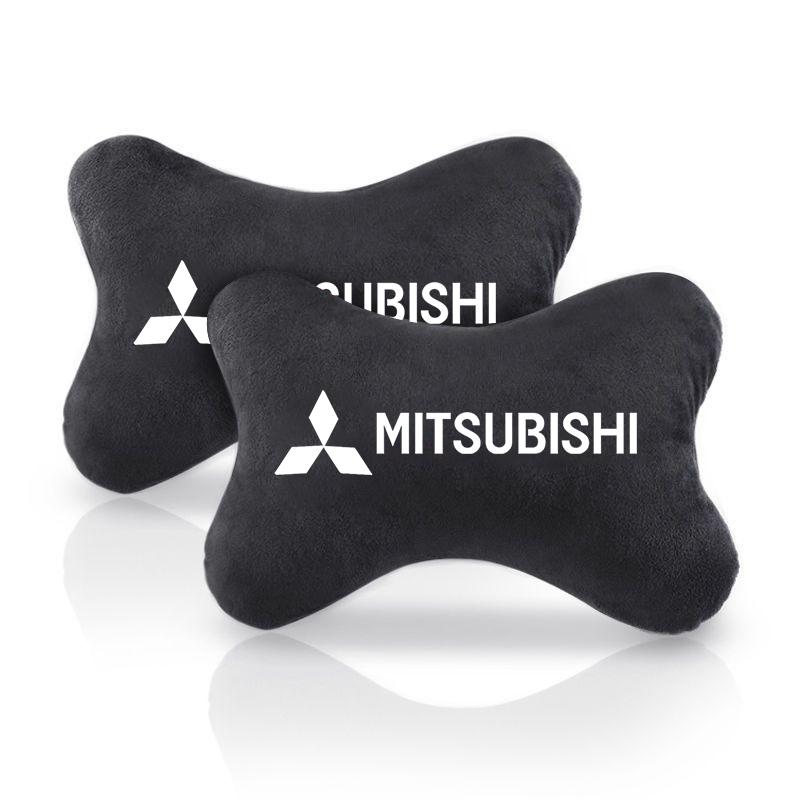 For Mitsubishi Car Headrest Neck Protector Pillow Suede Leather Seat Belt Shoulder Pads Outlander I200 Pajero Eclipse ASX Lancer