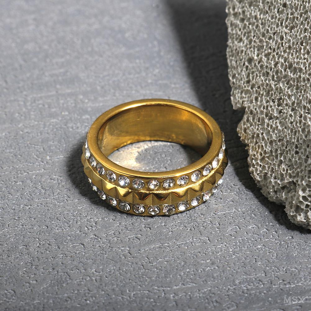 Stainless Steel Ring for Women Inlaid Zircon Rings Waterproof Romantic Fashion Jewelry