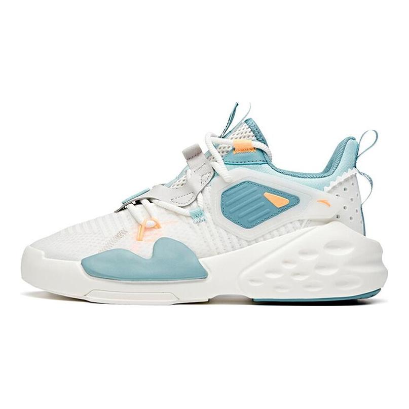 Anta Bastard Non slip Lightweight Mid top Skateboard Shoes Men's White Blue Green 112128084-4