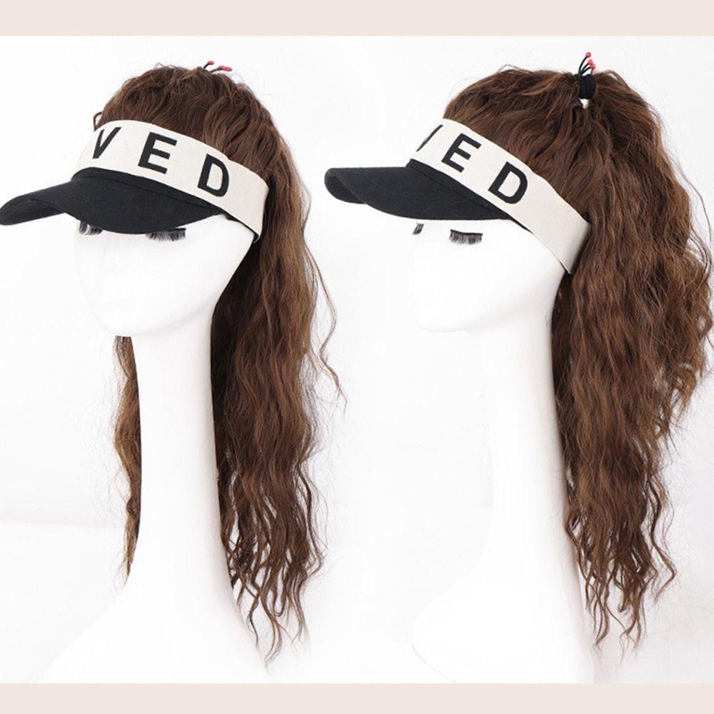 Термостойкая искусственная волокнистая шапка для волос, длинный волнистый конский хвост, солнцезащитная шапка, козырек от солнца, кепка-бейсболка с париком