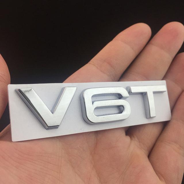 3D Metal Black Red Chrome Logo V6T V8T Emblem Car Fender Badge  Stikcer Accessories