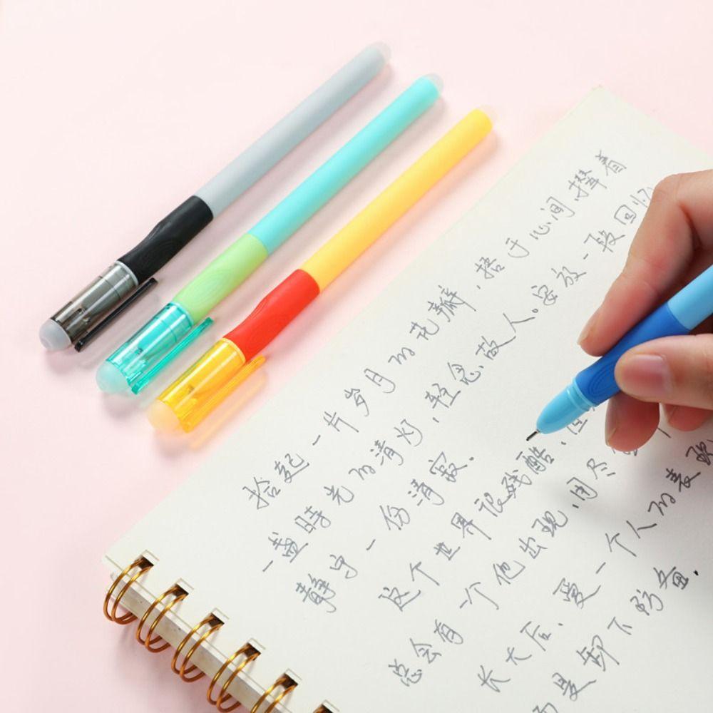 Simple Colored Gel Pen Correct Holding Pen Posture Blue/Black Ink Erasable Pen Smooth Writing Needle Pen Students