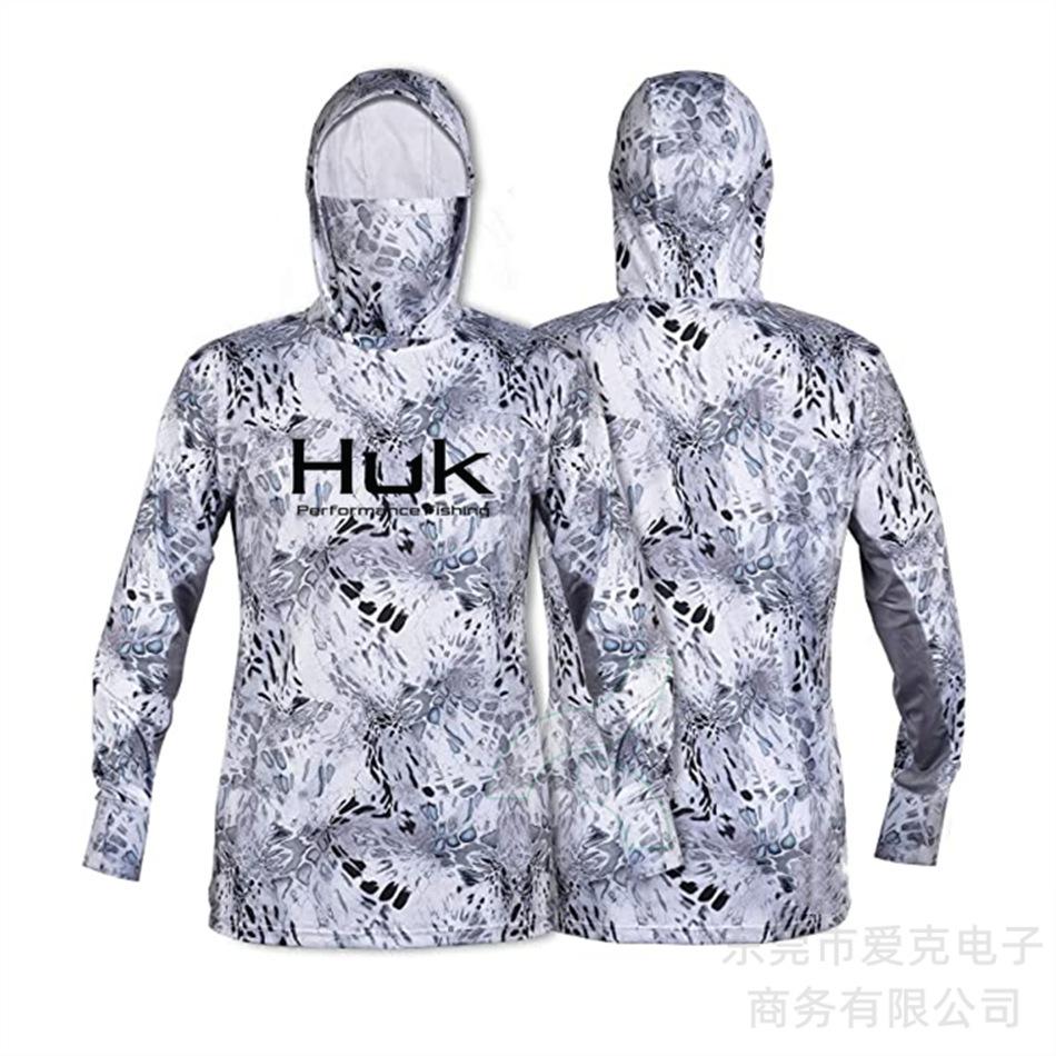 Рыболовный костюм HUK мужская толстовка летняя защита от солнца с длинным рукавом рыболовная футболка с маской для активного отдыха рыболовная рубашка