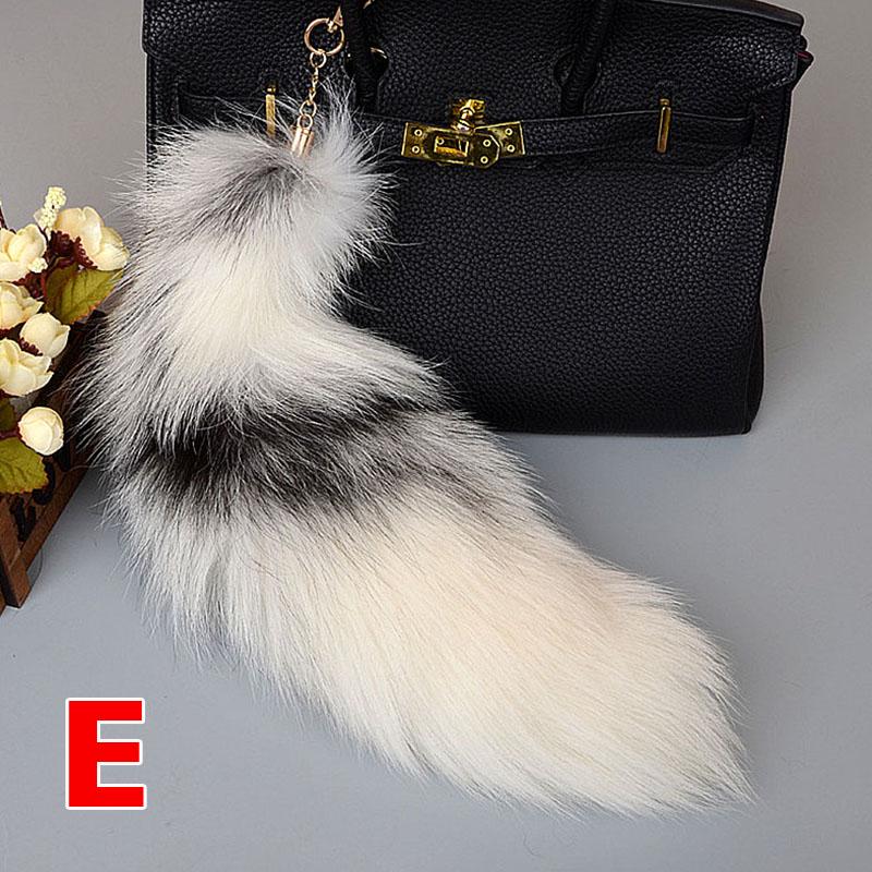 Charm Long Pendant Fluffy Fox Tail Fur Keychain Handbag Accessories Keyring Fashion Lovely 40cm
