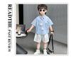 Children's Summer Short sleeved Shirt 2026, Boys' Blue Thin Shirt Set, Baby Boys' Summer Clothing, Children's Clothing Trend
