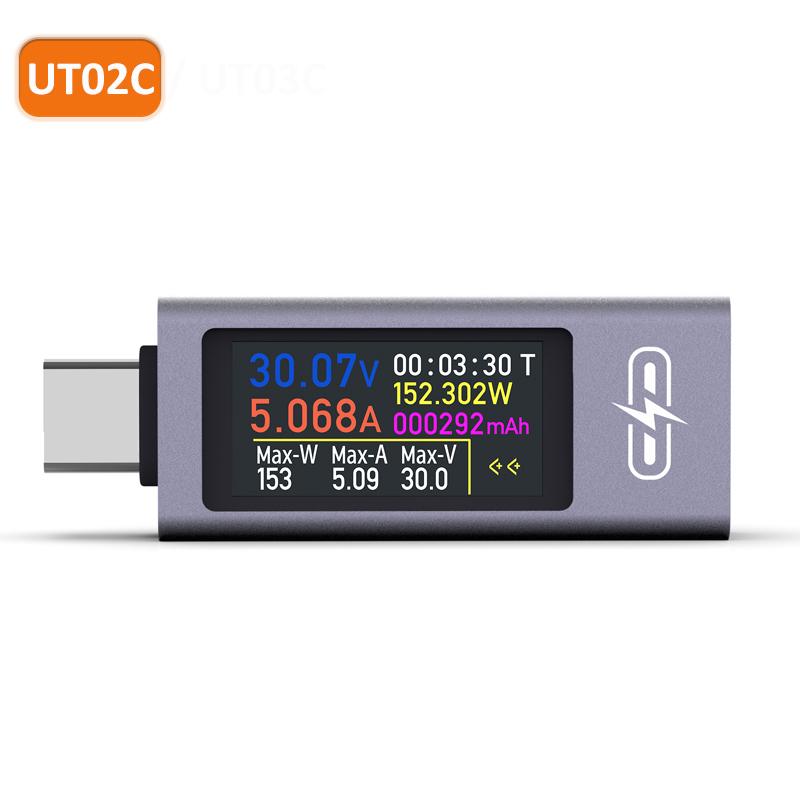 UT02C/UT03C Тип-C Многофункциональный Цифровой DC Вольтметр Амперметр Измеритель Мощности DC4-30V 12A Вольтметр Амперметр Тестер Емкости Зарядного Устройства