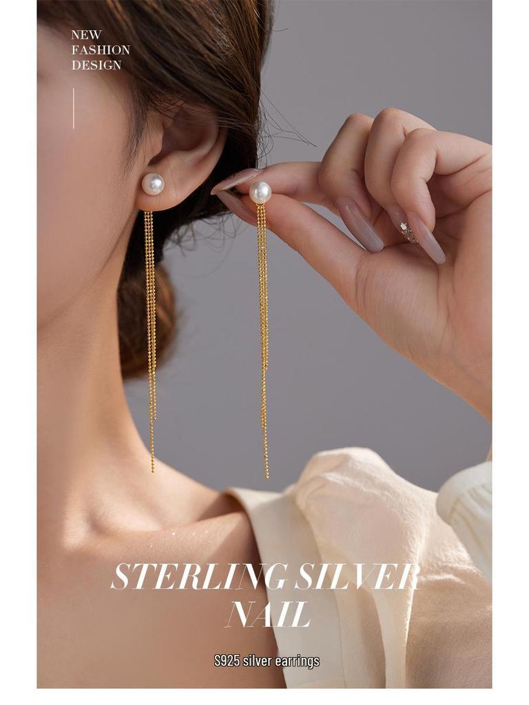 Серьги-кисточки из серебра 925 пробы Banyan Tree с длинным жемчугом для женщин