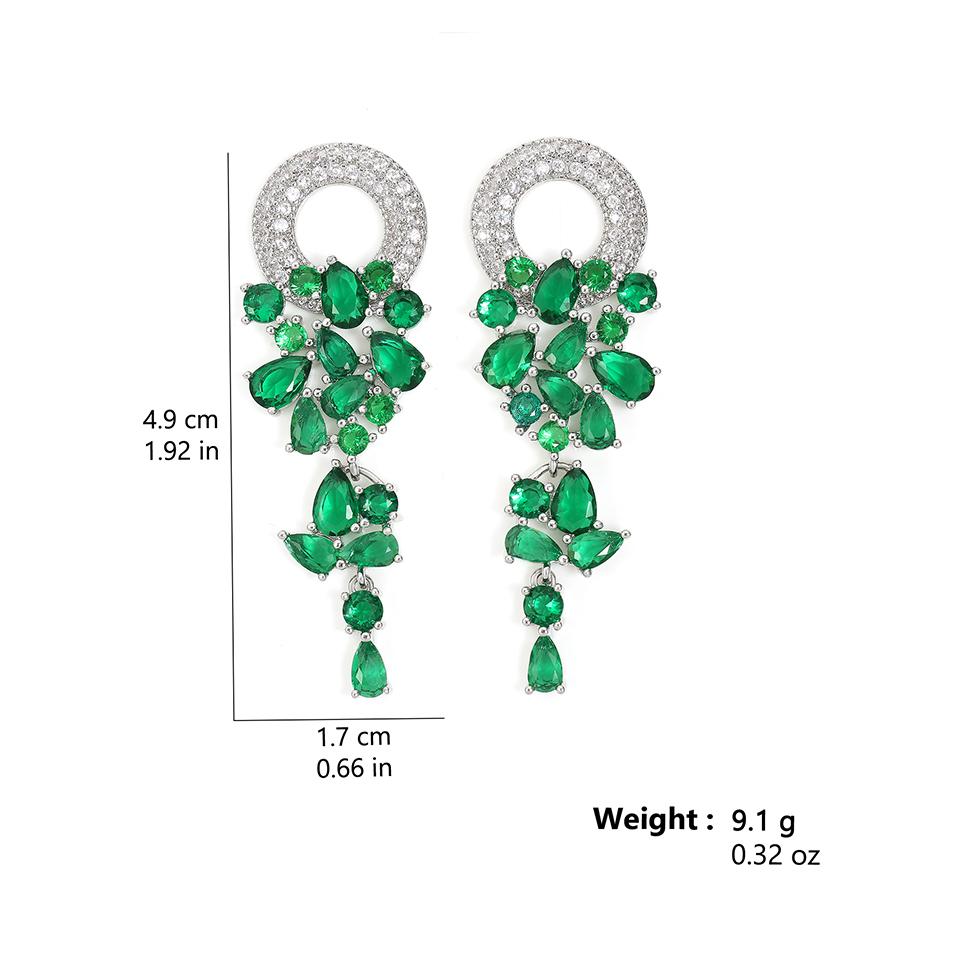 ZAKOL Vintage Sparkling Zircon Flower Dangle Earrings for Women Luxury Crystal CZ Bridal Long Earring Engagement Zircon Gift