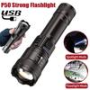 Outdoor Ultra Bright Flashlight Long Range Telescopic Focusing Torch High Power Spotlight Floodlight Telescopic Zoom Lamp