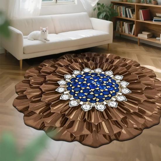 Коврик для пола Нескользящий Ковер с цветочным узором 3D Реалистичный узор Коврик для ванной Супервпитывающий Коврик для душа Быстросохнущий Мягкий ковер
