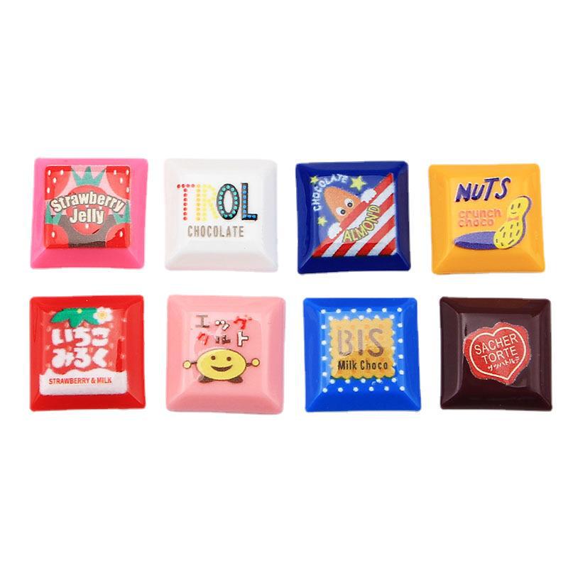 Аксессуары из квадратной шоколадной смолы: Крем-клей, чехол для мобильного телефона, резинка для волос, шпилька, наклейки на стаканы с водой, канцелярские принадлежности для самостоятельного изготовления.