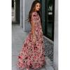 Summer Women's Printed Short Sleeve Dress V-Neck Waist Slim Loose Swing Long Dresses