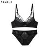DKGEA Women Ultrathin Sexy Underwear Set Plus Size Bra Lace
