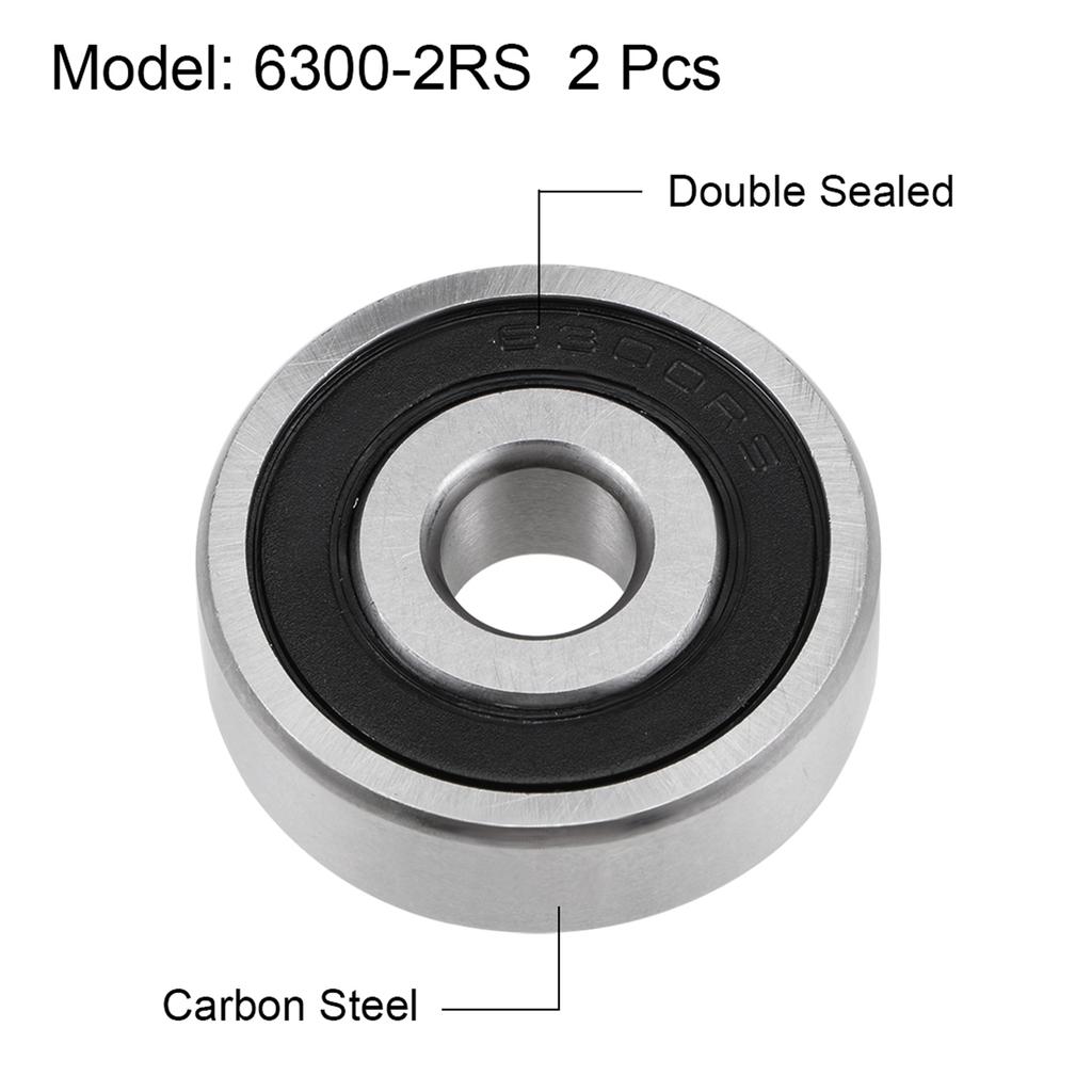 Motoforti 6300-2RS Deep Groove Ball Bearings Z2 10mm x 35mm x 11mm Double Shielded Carbon Steel