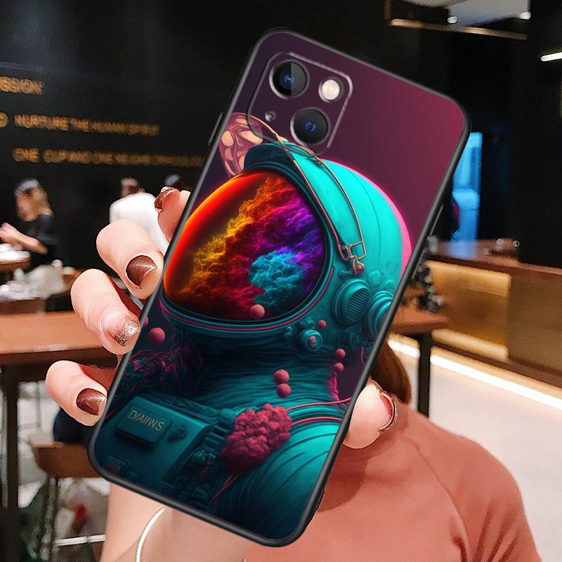 Space Moon Astronaut Phone Case For iPhone 16 Pro Max 14 13 12 11 15 Pro Max Plus 12 13 Mini XR 16e Funda Cover
