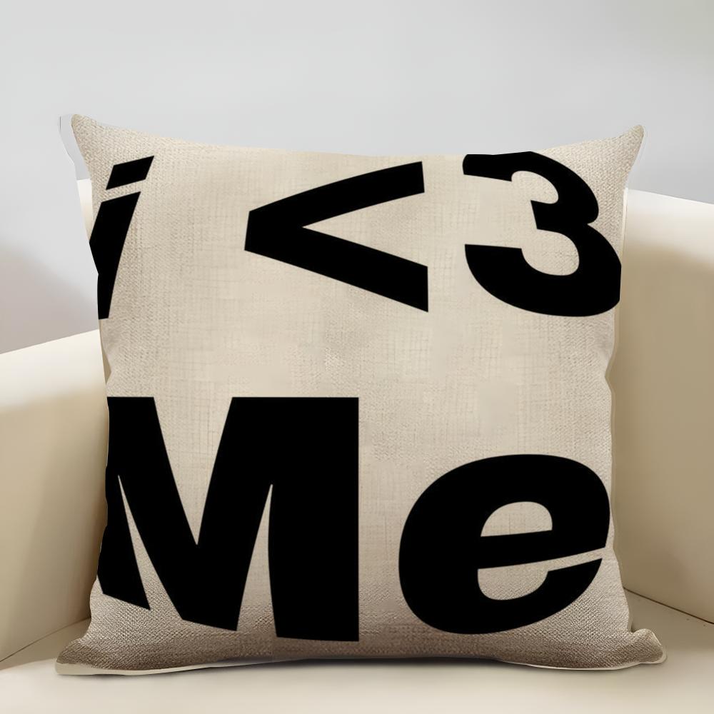 Fisheye In English Cushion Cover Household Decoration Linen Sofa Cushion Cover: Skin-Friendly & Breathable with Invisible Zipper