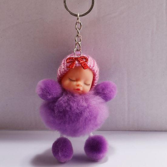 Плюшевая кукла с пушистым помпоном и бантом, подвесной кулон, брелок для ключей