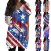 Женский топ с принтом флага Дня независимости, V-образным вырезом, карманом средней длины и коротким рукавом
