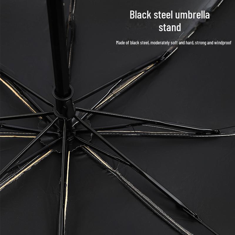 Черный зонт с вышивкой в стиле ретро и защитой от УФ-излучения - двойного назначения для женщин