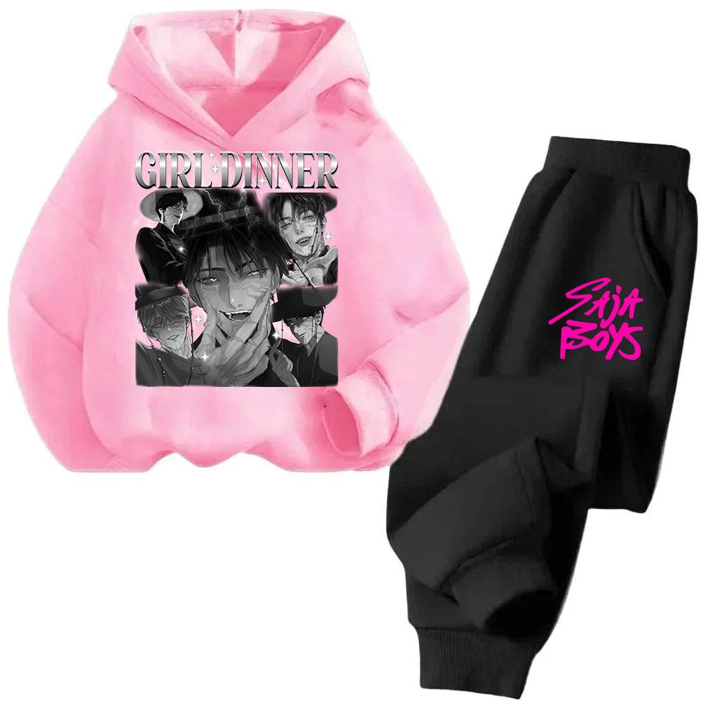 Fashion Cartoon Printed Children's Suit Casual Comfortable Sweatshirt Clothing Sets Girls