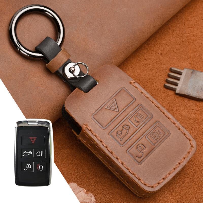 Genuine Leather Protector for Land Rover Range Rover Sport Velar Evoque Freelander Discovery Jaguar XF XJ XJL XE Key Case Cover
