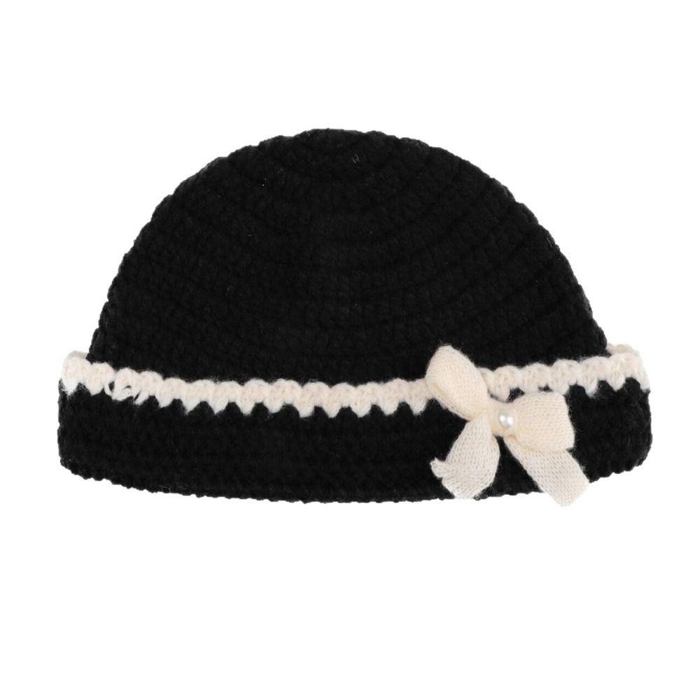 Hollow Out Flower Weave Cap Korean Style Bowknot Beanies Hat Crochet Flower Knitted Hat Girls