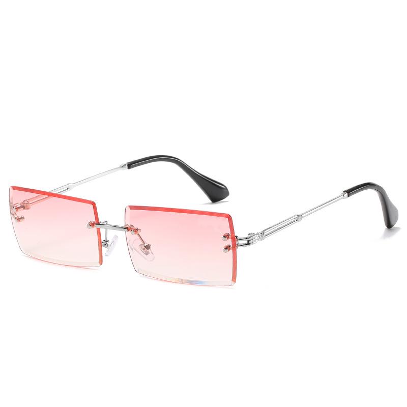 Diamond trimmed sunglasses S hot-selling frameless square sunglasses in Europe and America, fashion quality PC eyes