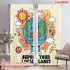 2pcs 2D Flat Printing Party Curtains Groovy Earth Love Planet Fabric Without Electricity Holiday Decorations Perfect for Bedroom