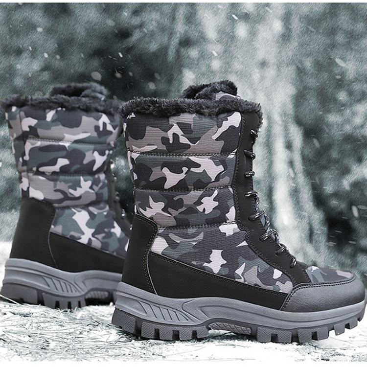 Женские зимние бархатные зимние ботинки, повседневные замшевые, на шнуровке, теплые, высокие, хлопковые, большие, с толстой подошвой, камуфляжные ботинки