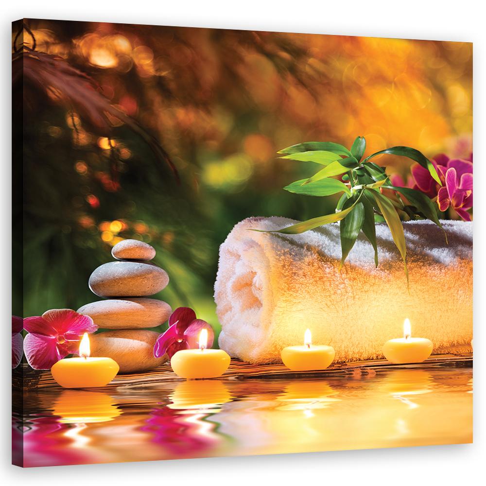 Печать на холсте Камни Свеча Wellness
