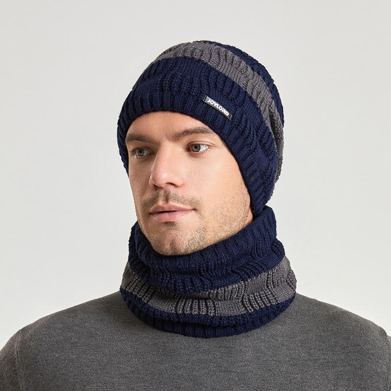 Cross-border New Knitted Pullover Hat Scarf Two-piece Winter Warm Ear Protection Men's and Women's Same Wool Hat