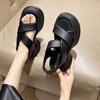 Спортивные сандалии женские 2024 летние новые универсальные интернет-знаменитости маффин платформа скошенный каблук плоские беременные женщины мягкая подошва