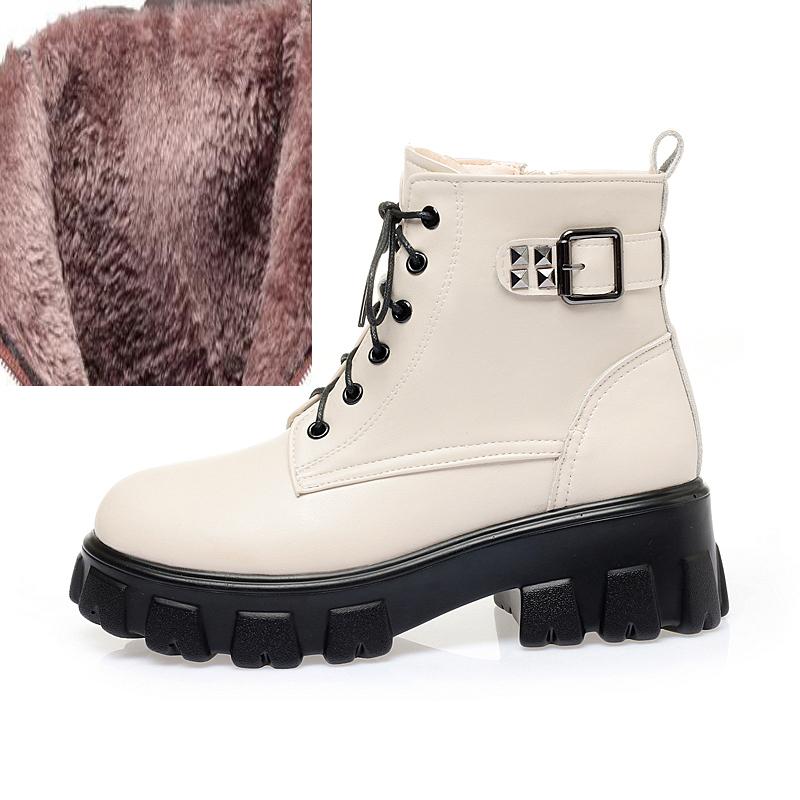 Женские зимние ботинки из натуральной кожи, модные теплые ботинки Marton из натуральной шерсти, женские ботильоны на толстой подошве