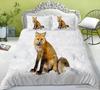 Fox Duvet Cover Set King/Queen Size Orange Lovely Fox Bedding Set For Kids Teens Boys Wild Animal 2/3Pcs Polyester Quilt Cover