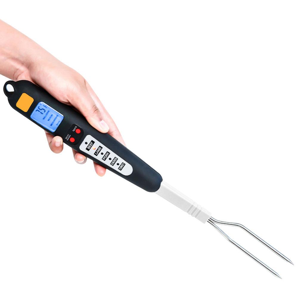 Кухонный термометр для гриля, электронный термометр из нержавеющей стали 304 -50℃~150℃(-58℉~302℉) Встроенный зуммер с ЖК-дисплеем высокой четкости