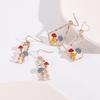 Red Mushroom Earrings Diamond + Square Earrings Female Pop Three-dimensional Copper Diamond Drop Oil