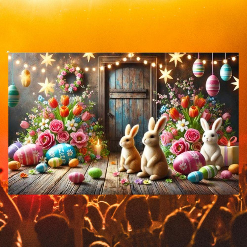 Cartoon Easter Photography Backdrop 180*110cm Easter Hanging Banner Photography Props